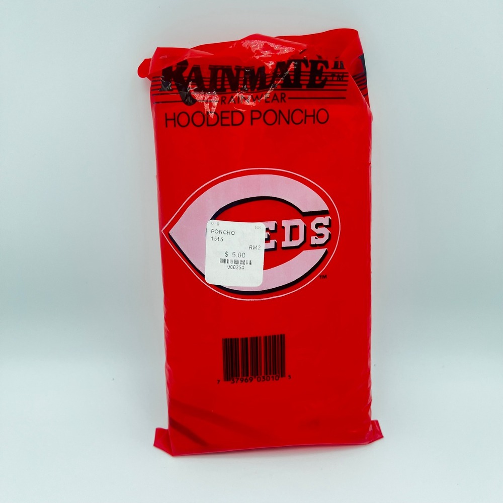 Rainmate Cincinnati Reds MLB Hooded Poncho Red Waterproof Rain Gear One Size